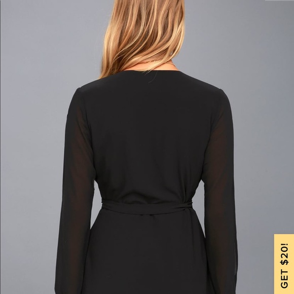 Lulu’s Told You So Black Long Sleeve Wrap Dress - Picture 3 of 4